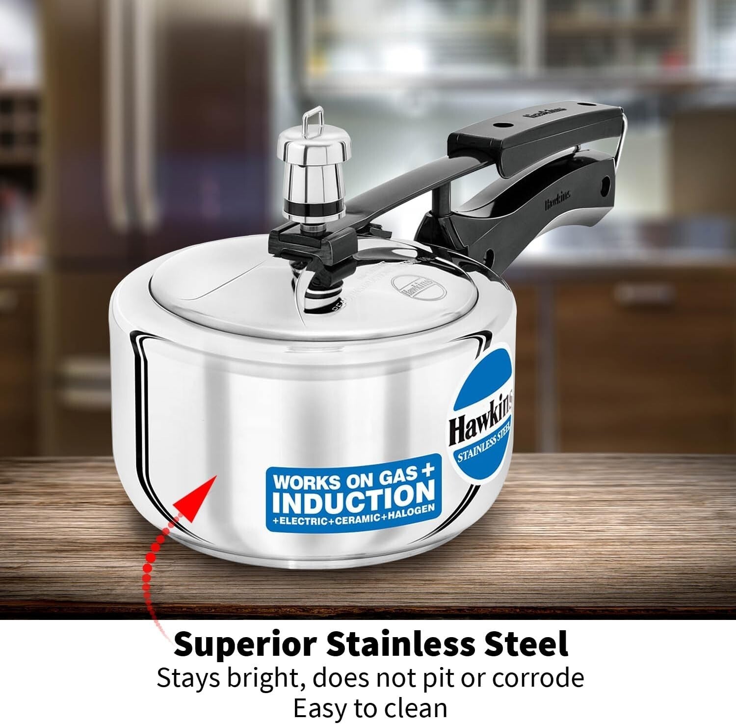 Hawkins Stainless Steel Pressure Cooker, 1.5 Litre Capacity  Free Shipping